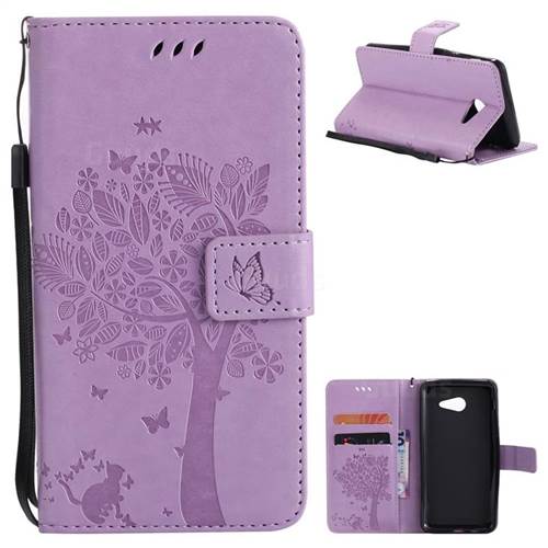 Embossing Butterfly Tree Leather Wallet Case for Samsung Galaxy J5 2017 J5 US Edition - Violet