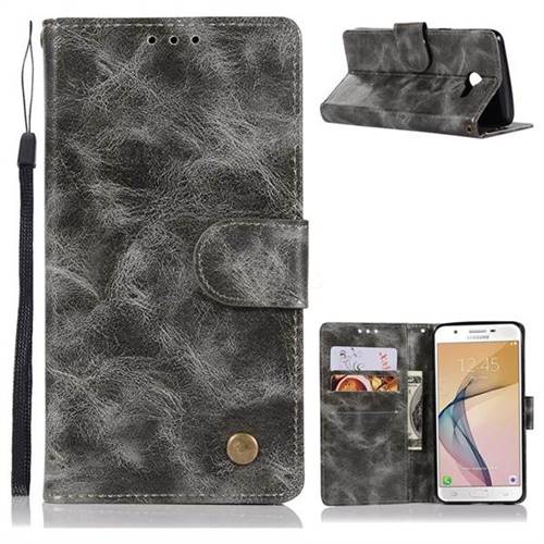 Luxury Retro Leather Wallet Case for Samsung Galaxy J5 2017 US Edition - Gray