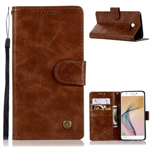Luxury Retro Leather Wallet Case for Samsung Galaxy J5 2017 US Edition - Brown