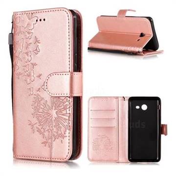 Intricate Embossing Dandelion Butterfly Leather Wallet Case for Samsung Galaxy J5 2017 US Edition - Rose Gold