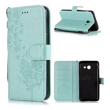 Intricate Embossing Dandelion Butterfly Leather Wallet Case for Samsung Galaxy J5 2017 US Edition - Green