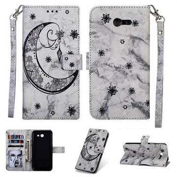 Moon Flower Marble Leather Wallet Phone Case for Samsung Galaxy J5 2017 US Edition - Black