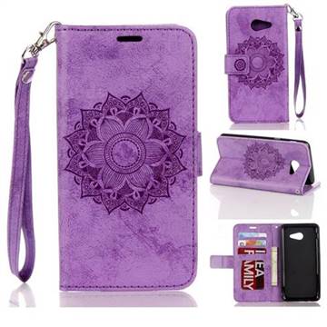 Embossing Retro Matte Mandala Flower Leather Wallet Case for Samsung Galaxy J5 2017 US Edition - Purple