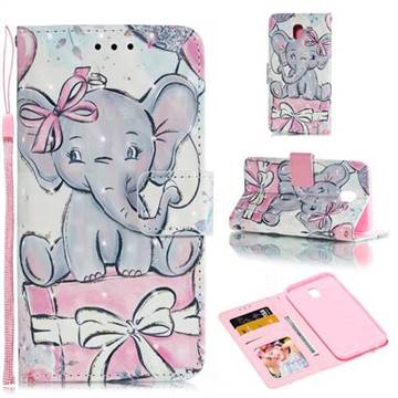 Bow Elephant 3D Painted Leather Phone Wallet Case for Samsung Galaxy J5 2017 US Edition