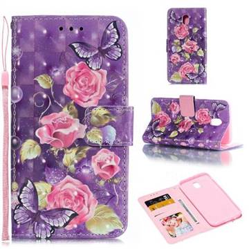 Purple Butterfly Flower 3D Painted Leather Phone Wallet Case for Samsung Galaxy J5 2017 US Edition
