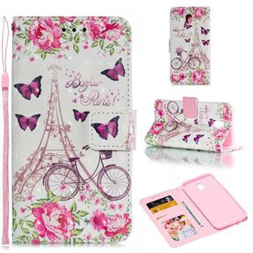 Bicycle Flower Tower 3D Painted Leather Phone Wallet Case for Samsung Galaxy J5 2017 US Edition