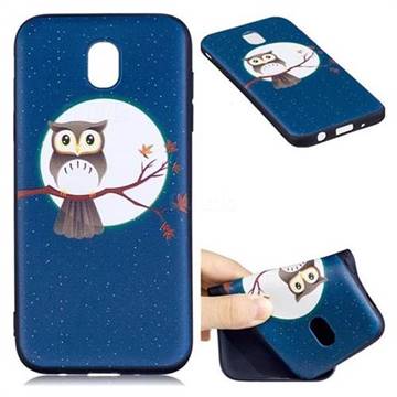 Moon and Owl 3D Embossed Relief Black Soft Back Cover for Samsung Galaxy J5 2017 J530