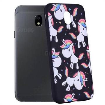 Rainbow Unicorn 3D Embossed Relief Black Soft Back Cover for Samsung Galaxy J5 2017 J530 Eurasian