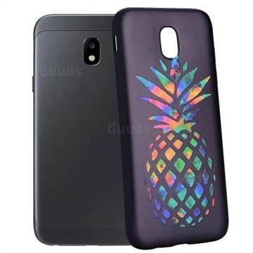 Colorful Pineapple 3D Embossed Relief Black Soft Back Cover for Samsung Galaxy J5 2017 J530 Eurasian
