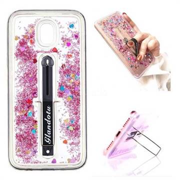 Concealed Ring Holder Stand Glitter Quicksand Dynamic Liquid Phone Case for Samsung Galaxy J5 2017 J530 Eurasian - Rose