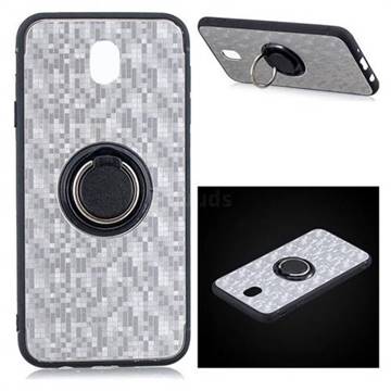 Luxury Mosaic Metal Silicone Invisible Ring Holder Soft Phone Case for Samsung Galaxy J5 2017 J530 Eurasian - Titanium Silver