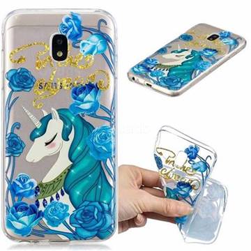 Blue Flower Unicorn Clear Varnish Soft Phone Back Cover for Samsung Galaxy J5 2017 J530 Eurasian