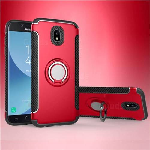 Armor Anti Drop Carbon PC + Silicon Invisible Ring Holder Phone Case for Samsung Galaxy J5 2017 J530 Eurasian - Red