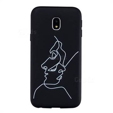 Human Face Stick Figure Matte Black TPU Phone Cover for Samsung Galaxy J5 2017 J530 Eurasian