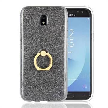 Luxury Soft TPU Glitter Back Ring Cover with 360 Rotate Finger Holder Buckle for Samsung Galaxy J5 2017 J530 Eurasian - Black