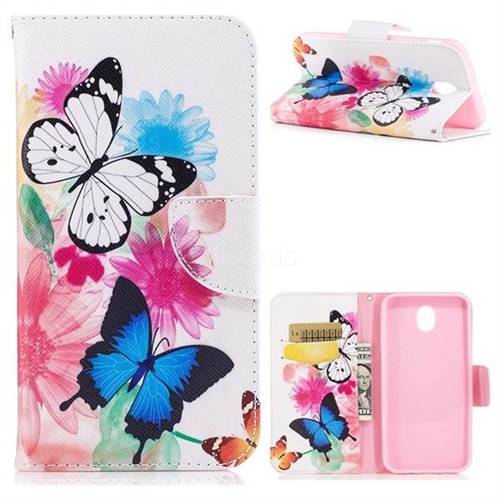 Vivid Flying Butterflies Leather Wallet Case for Samsung Galaxy J5 2017 J530