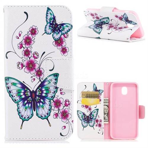 Peach Butterfly Leather Wallet Case for Samsung Galaxy J5 2017 J530