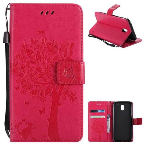 Embossing Butterfly Tree Leather Wallet Case for Samsung Galaxy J5 2017 J530 Eurasian - Rose