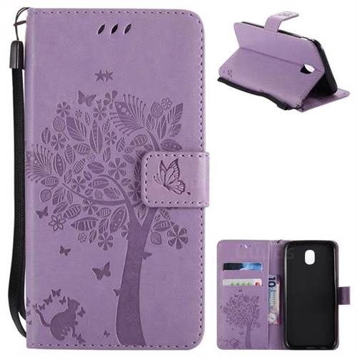 Embossing Butterfly Tree Leather Wallet Case for Samsung Galaxy J5 2017 J530 Eurasian - Violet