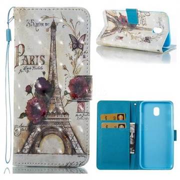 Flower Eiffel Tower 3D Painted Leather Wallet Case for Samsung Galaxy J5 2017 J530 Eurasian