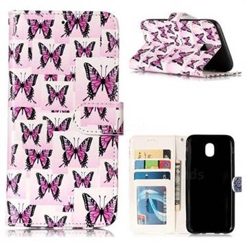Butterflies Stickers 3D Relief Oil PU Leather Wallet Case for Samsung Galaxy J5 2017 J530 Eurasian