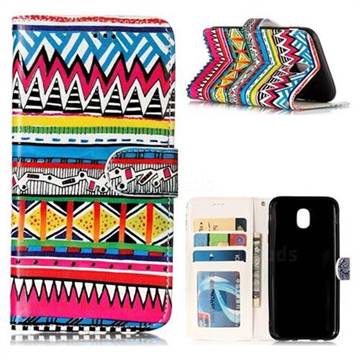 Tribal Pattern 3D Relief Oil PU Leather Wallet Case for Samsung Galaxy J5 2017 J530 Eurasian