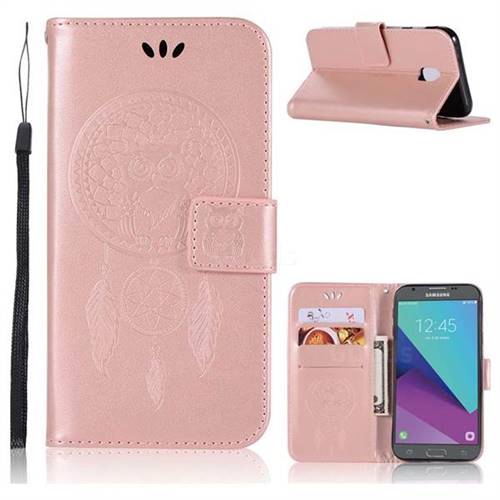 Intricate Embossing Owl Campanula Leather Wallet Case for Samsung Galaxy J5 2017 J530 Eurasian - Rose Gold