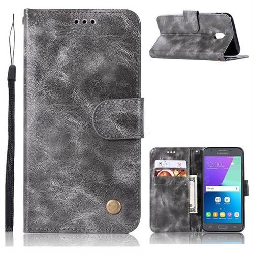 Luxury Retro Leather Wallet Case for Samsung Galaxy J5 2017 J530 Eurasian - Gray