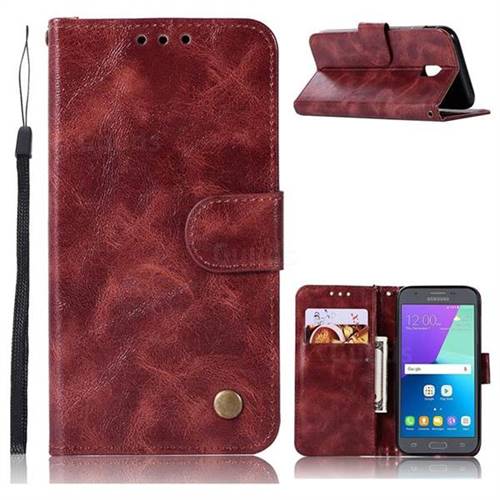 Luxury Retro Leather Wallet Case for Samsung Galaxy J5 2017 J530 Eurasian - Wine Red