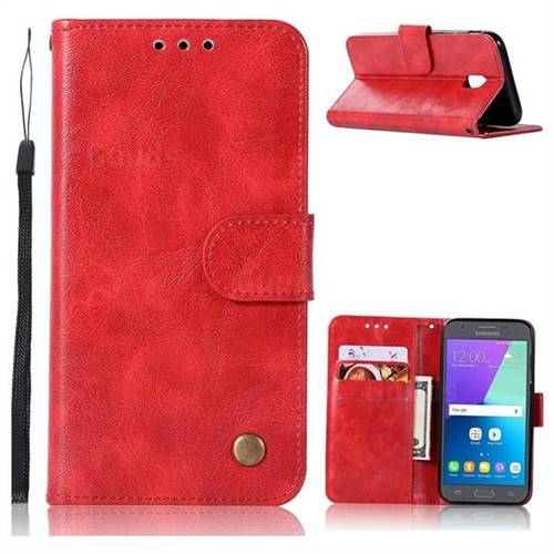 Luxury Retro Leather Wallet Case for Samsung Galaxy J5 2017 J530 Eurasian - Red