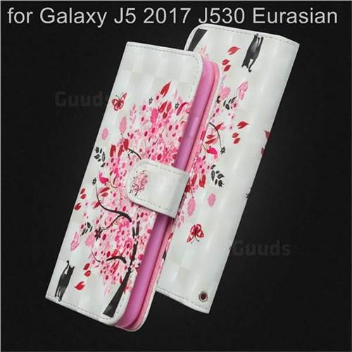 Tree and Cat 3D Painted Leather Wallet Case for Samsung Galaxy J5 2017 J530 Eurasian