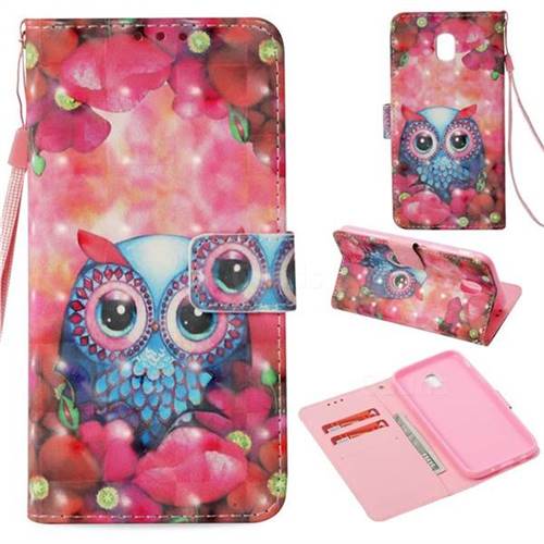 Flower Owl 3D Painted Leather Wallet Case for Samsung Galaxy J5 2017 J530 Eurasian