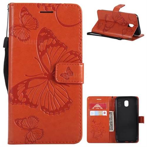 Embossing 3D Butterfly Leather Wallet Case for Samsung Galaxy J5 2017 J530 Eurasian - Orange