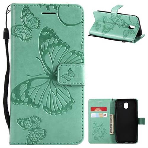 Embossing 3D Butterfly Leather Wallet Case for Samsung Galaxy J5 2017 J530 Eurasian - Green