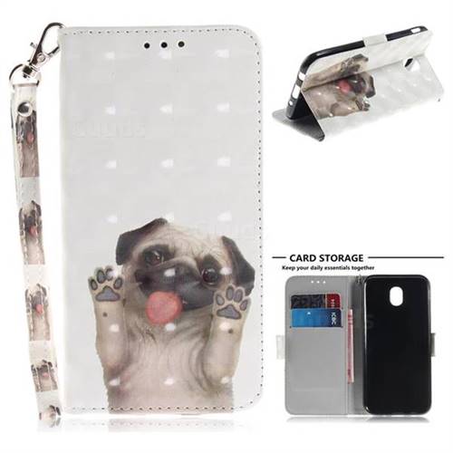 Pug Dog 3D Painted Leather Wallet Phone Case for Samsung Galaxy J5 2017 J530 Eurasian