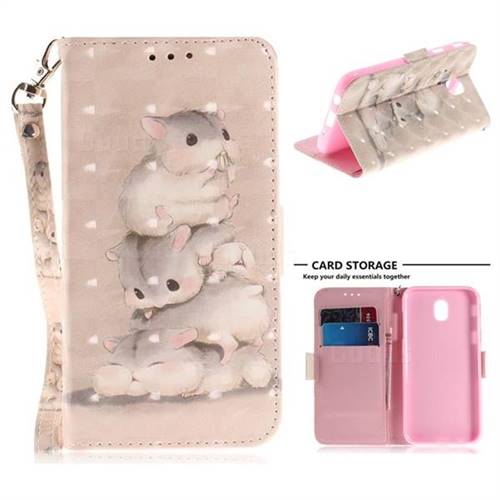 Three Squirrels 3D Painted Leather Wallet Phone Case for Samsung Galaxy J5 2017 J530 Eurasian