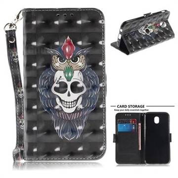 Skull Cat 3D Painted Leather Wallet Phone Case for Samsung Galaxy J5 2017 J530 Eurasian