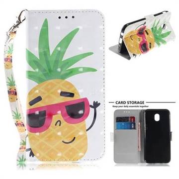 Pineapple Glasses 3D Painted Leather Wallet Phone Case for Samsung Galaxy J5 2017 J530 Eurasian