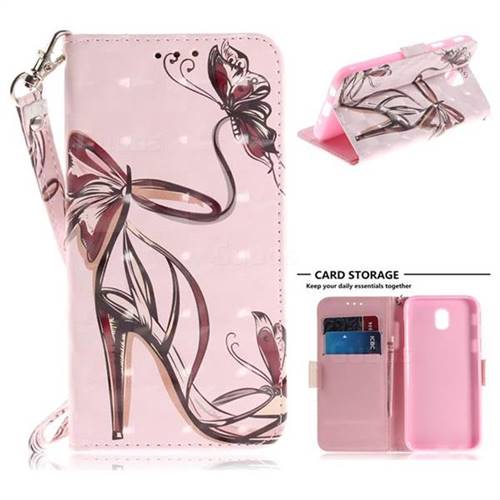 Butterfly High Heels 3D Painted Leather Wallet Phone Case for Samsung Galaxy J5 2017 J530 Eurasian