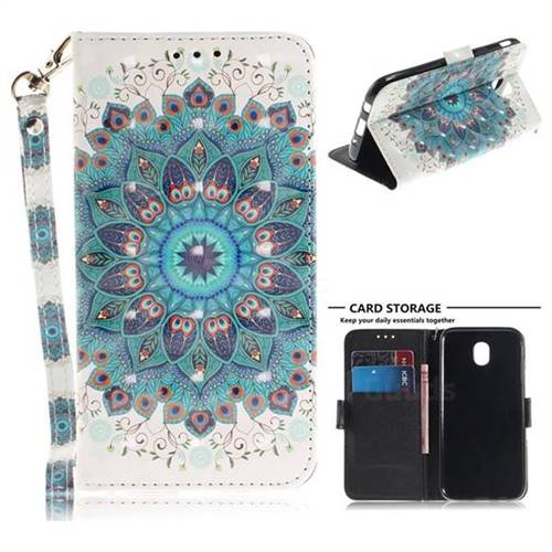 Peacock Mandala 3D Painted Leather Wallet Phone Case for Samsung Galaxy J5 2017 J530 Eurasian