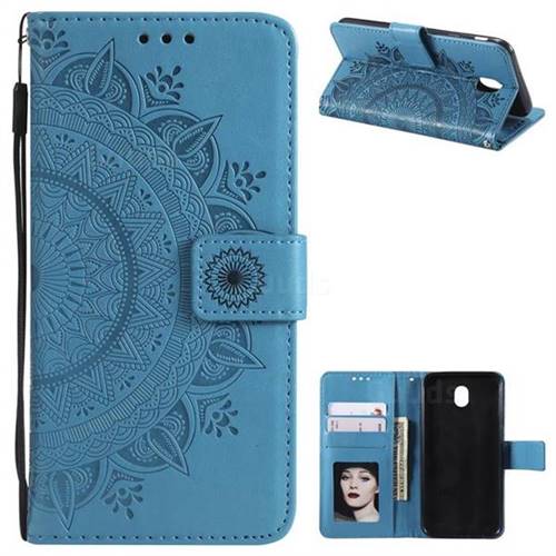Intricate Embossing Datura Leather Wallet Case for Samsung Galaxy J5 2017 J530 Eurasian - Blue