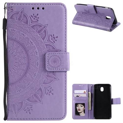 Intricate Embossing Datura Leather Wallet Case for Samsung Galaxy J5 2017 J530 Eurasian - Purple