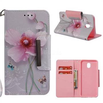 Pearl Flower Big Metal Buckle PU Leather Wallet Phone Case for Samsung Galaxy J5 2017 J530 Eurasian