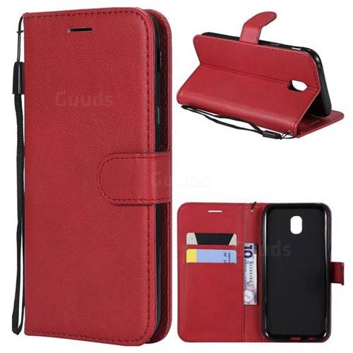 Retro Greek Classic Smooth PU Leather Wallet Phone Case for Samsung Galaxy J5 2017 J530 Eurasian - Red