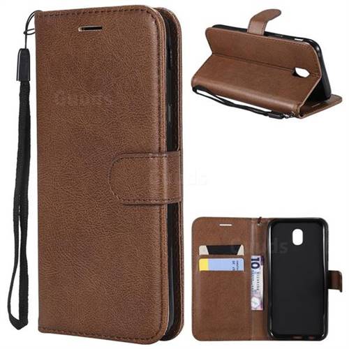 Retro Greek Classic Smooth PU Leather Wallet Phone Case for Samsung Galaxy J5 2017 J530 Eurasian - Brown