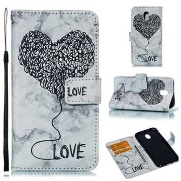 Marble Heart PU Leather Wallet Phone Case for Samsung Galaxy J5 2017 J530 Eurasian - Black
