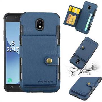 Brush Multi-function Leather Phone Case for Samsung Galaxy J5 2017 J530 Eurasian - Blue