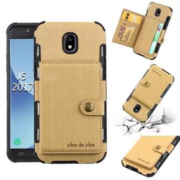 Brush Multi-function Leather Phone Case for Samsung Galaxy J5 2017 J530 Eurasian - Golden