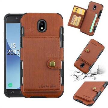 Brush Multi-function Leather Phone Case for Samsung Galaxy J5 2017 J530 Eurasian - Brown