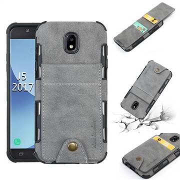 Woven Pattern Multi-function Leather Phone Case for Samsung Galaxy J5 2017 J530 Eurasian - Gray